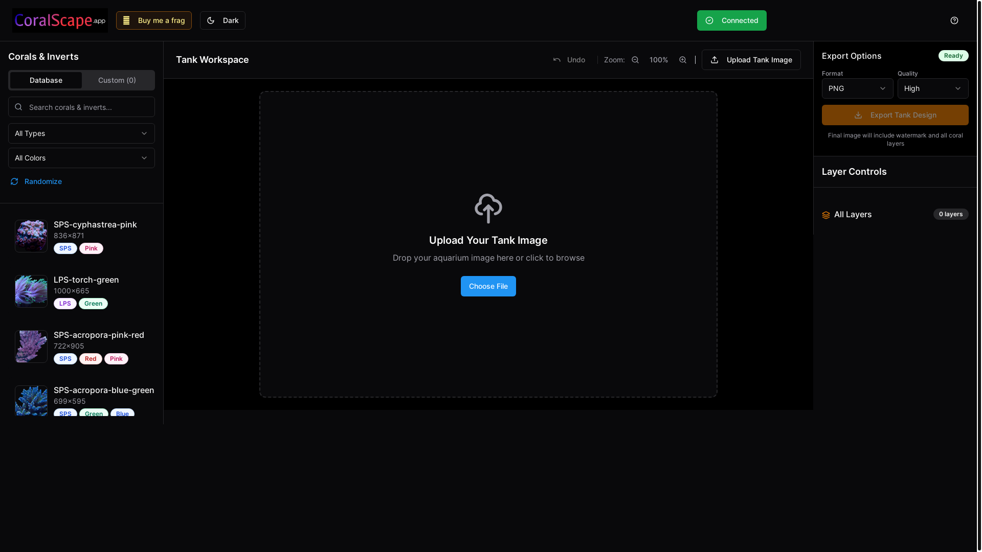 website screenshot of https://coralscape.app/