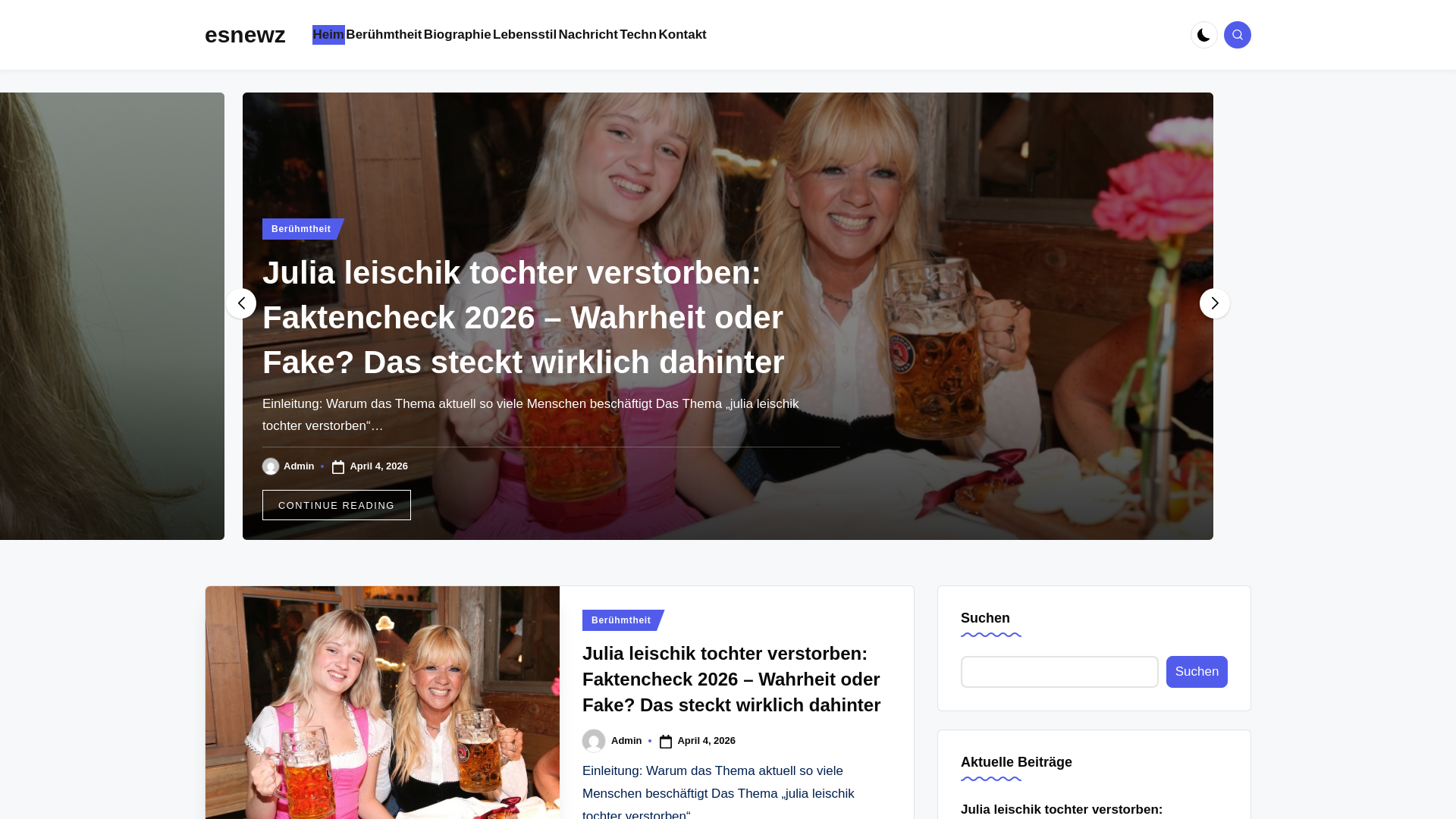 website screenshot of https://esnewz.de