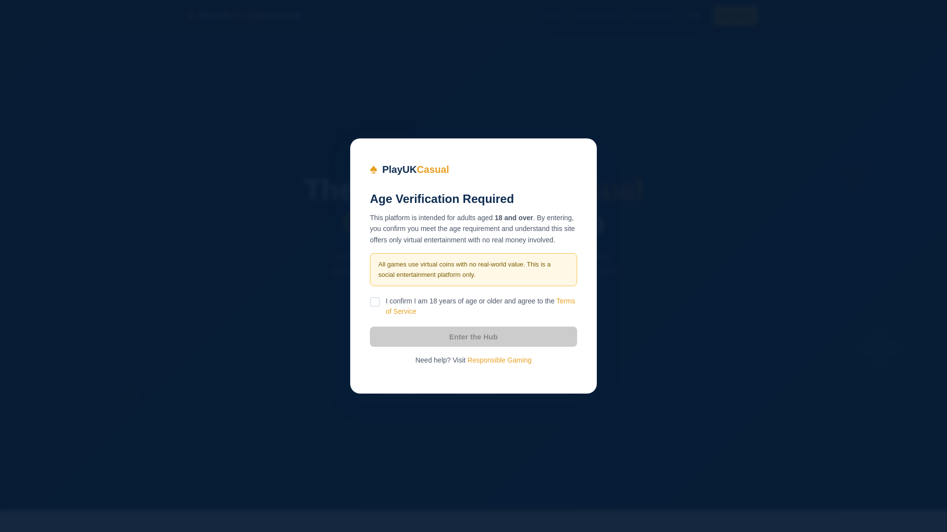 website screenshot of https://playukcasualgameshub.com/