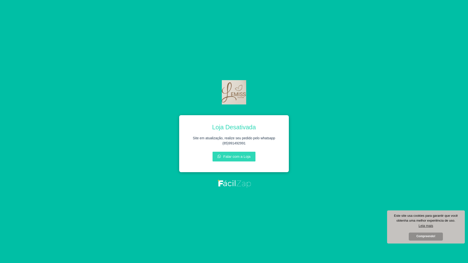 website screenshot of https://lemissplussize.com.br/