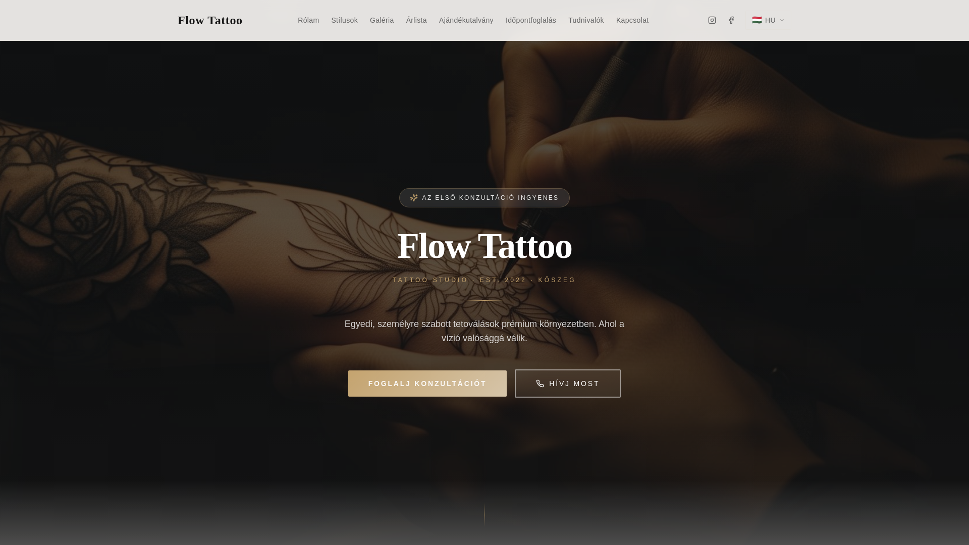website screenshot of https://flowtattoo.art/