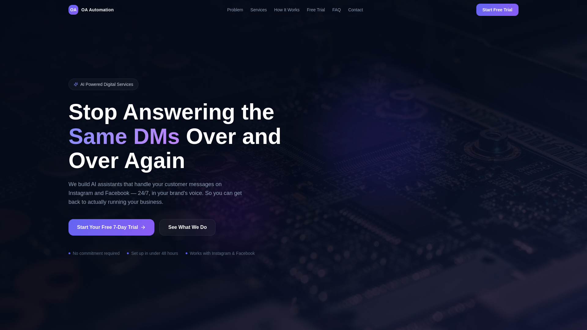 website screenshot of https://oaautomation.co.uk/