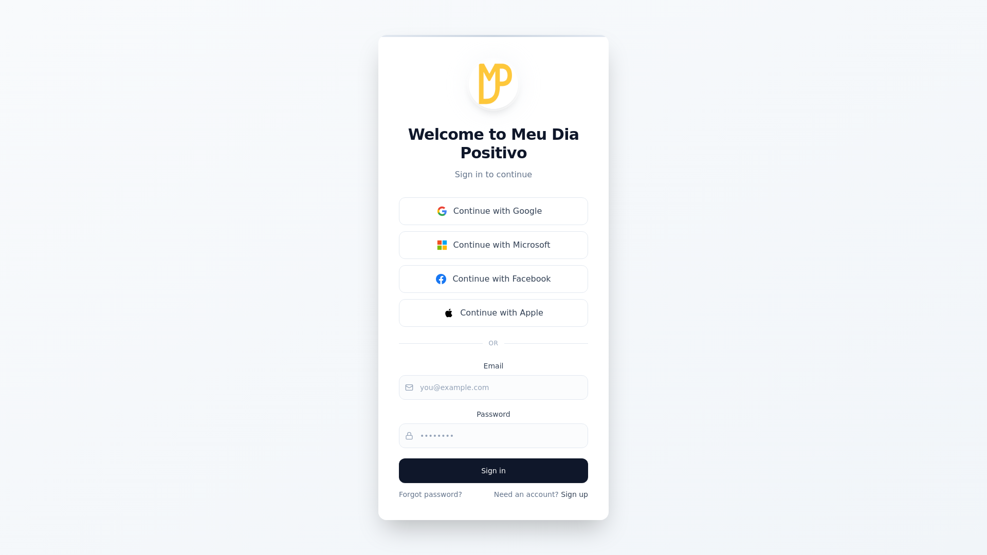 website screenshot of https://meudiapositivo.com/