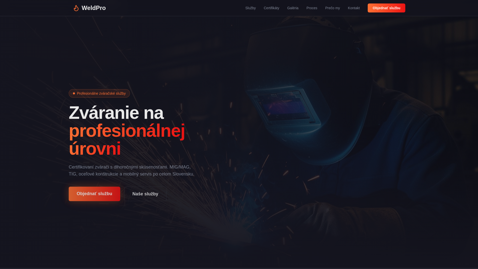 website screenshot of https://weldpro-sparks.pages.dev/