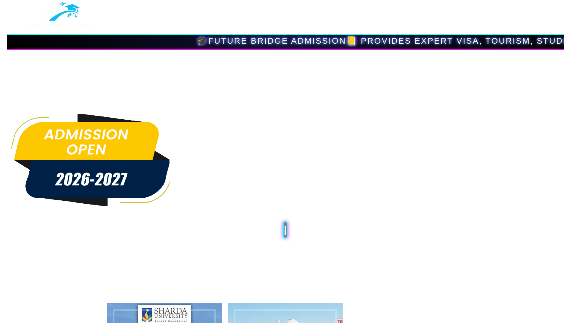 website screenshot of https://futurebridgeadmission.in/