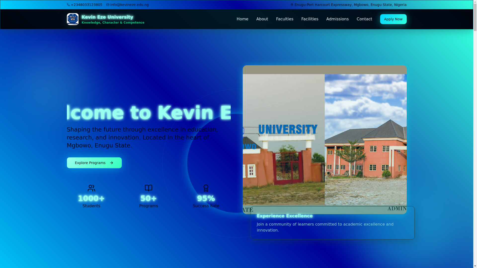 website screenshot of https://kevinezeuniversity.net/