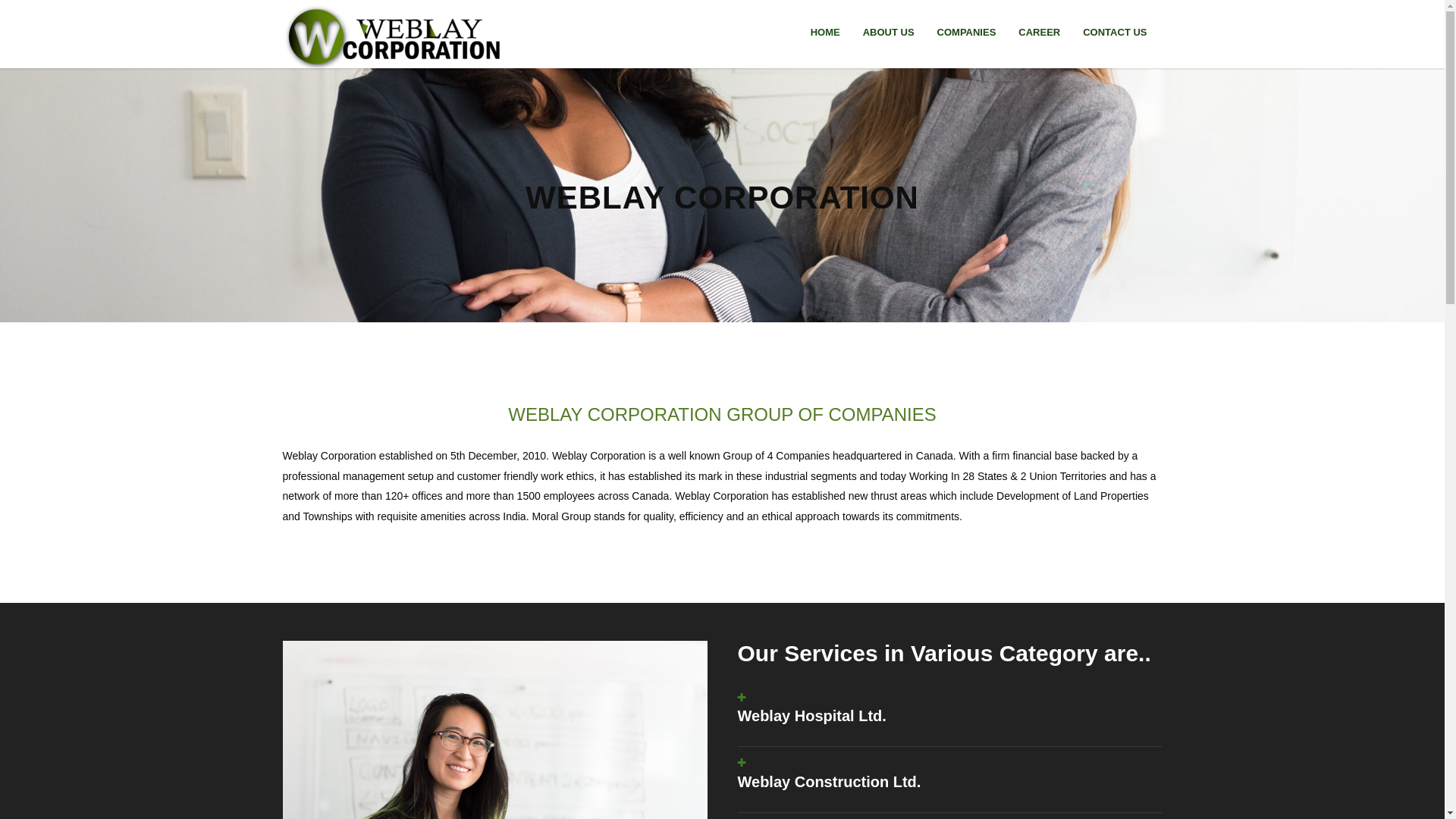 website screenshot of https://weblaycorporation.ca/