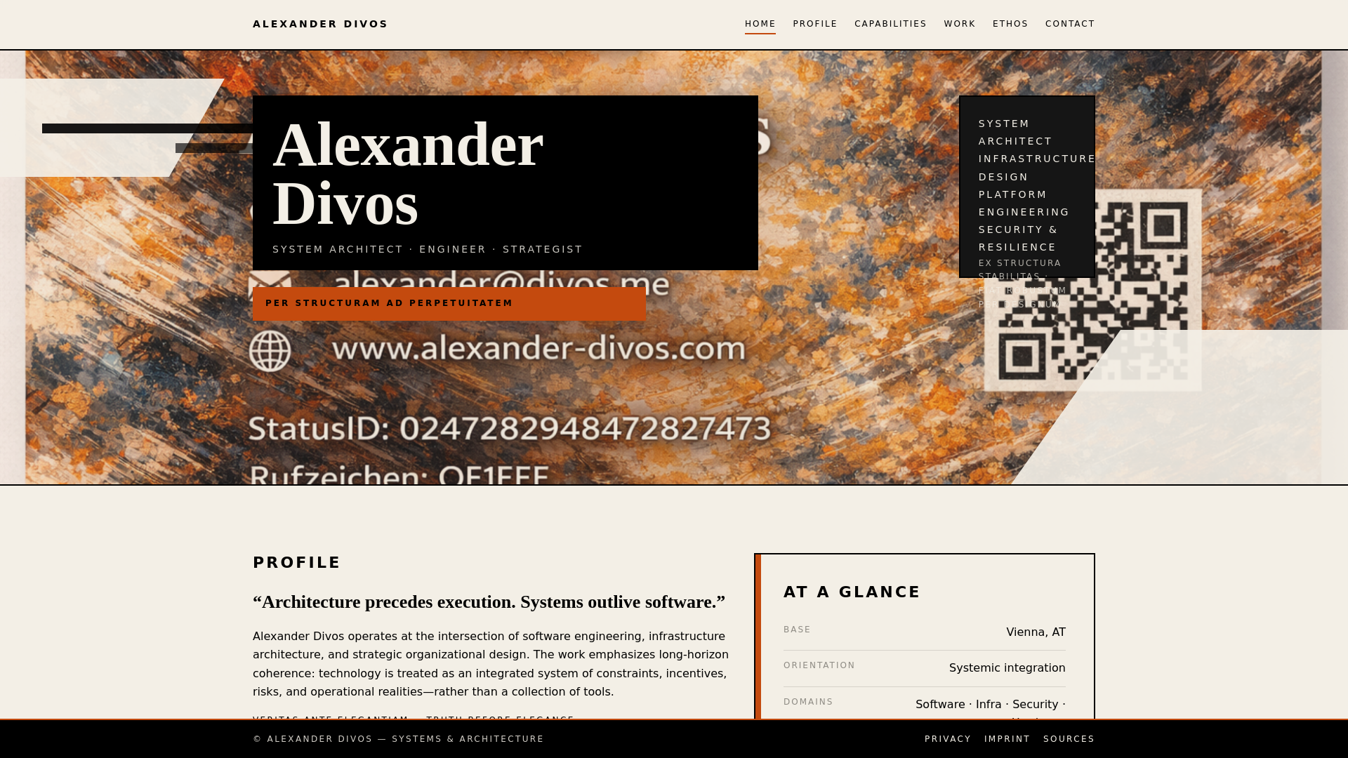 website screenshot of https://alexander-divos.pages.dev/