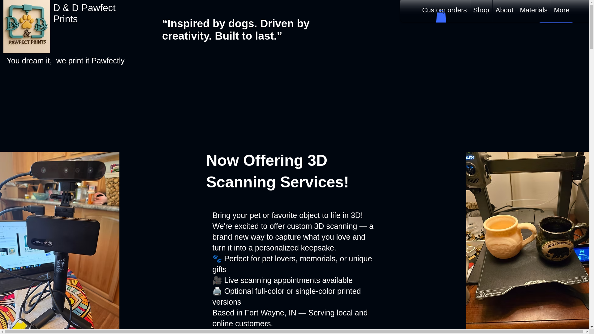 website screenshot of https://ddpawfectprints.com/