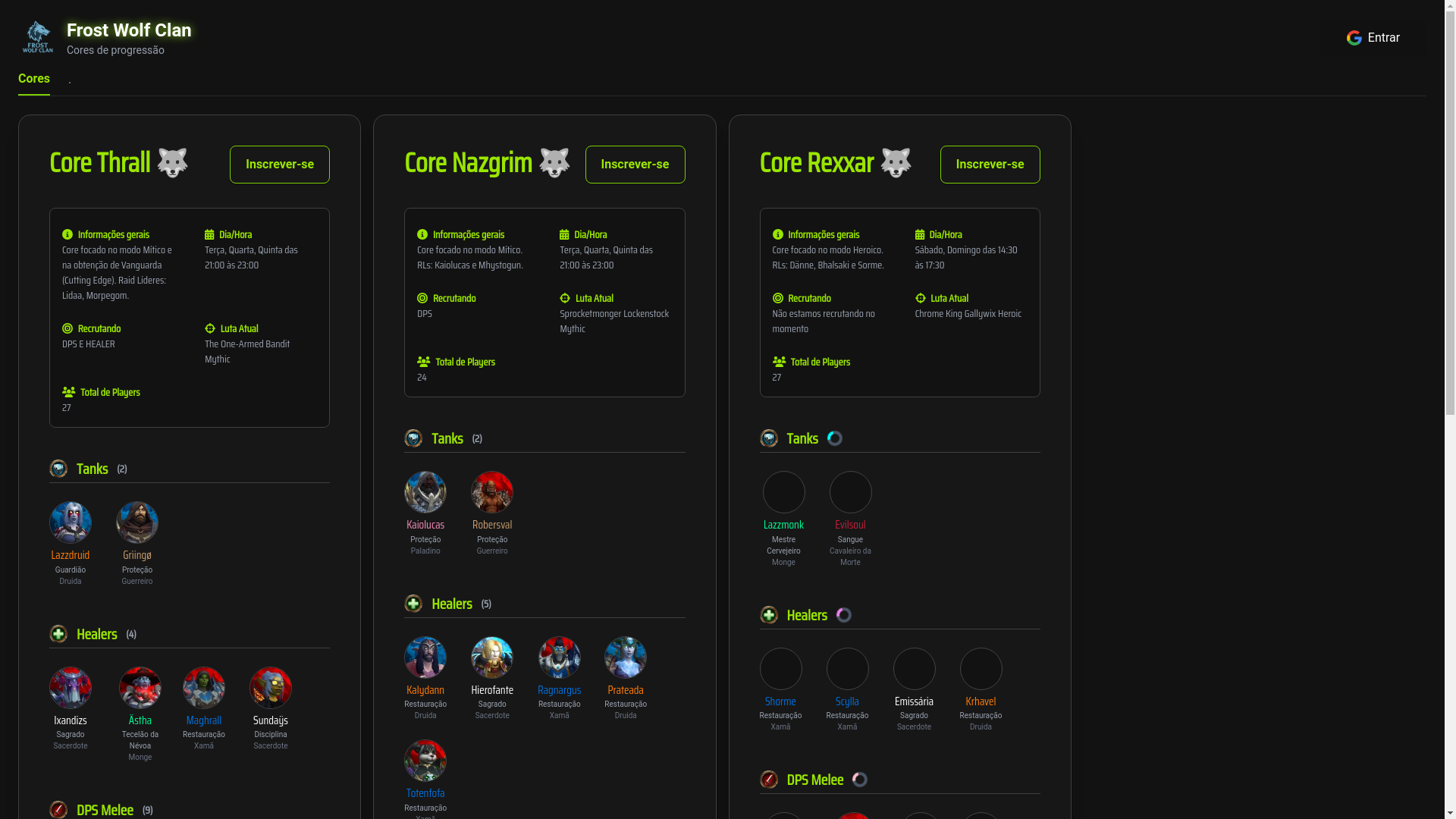 website screenshot of https://frostwolfclan.com.br/
