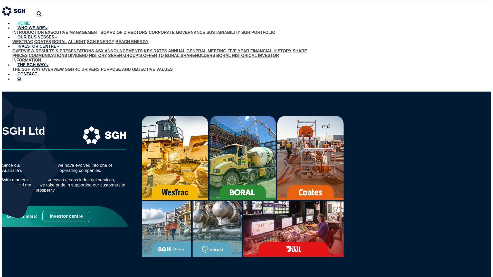 website screenshot of https://sghl.com.au/