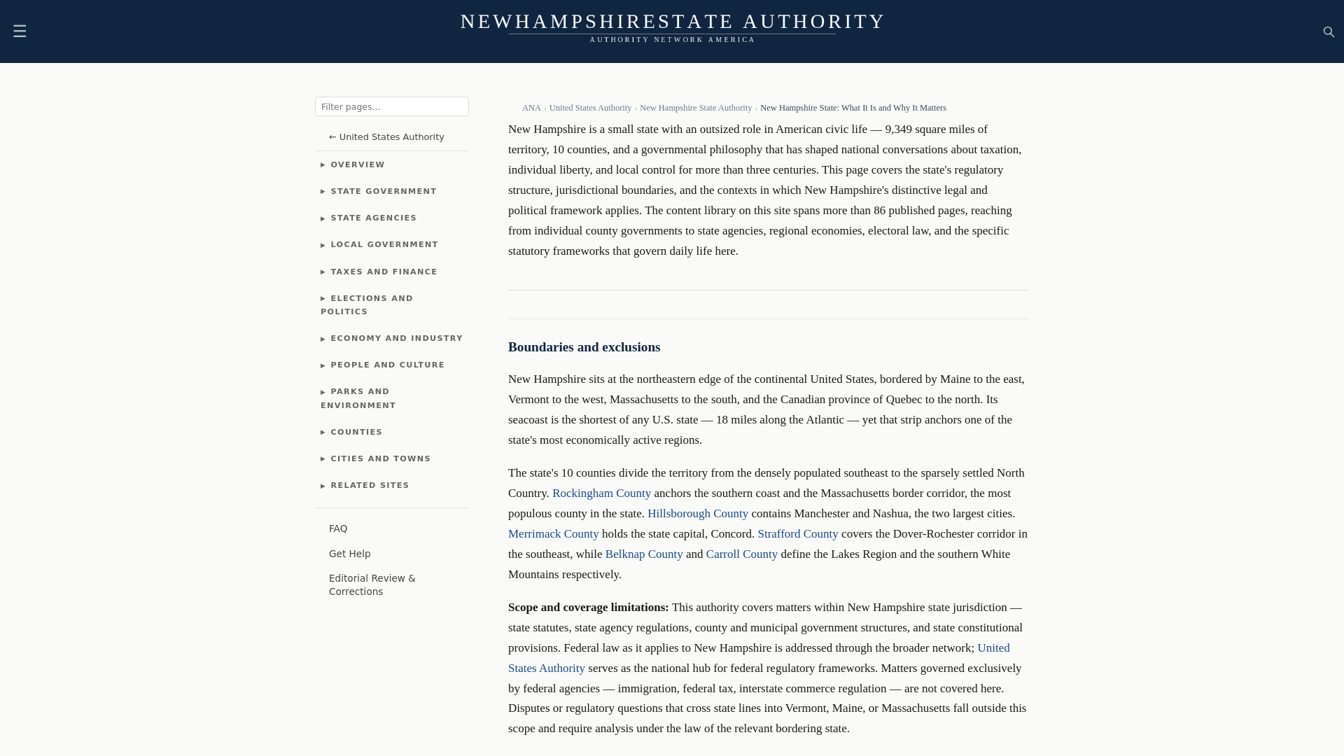 website screenshot of https://newhampshirestateauthority.com/
