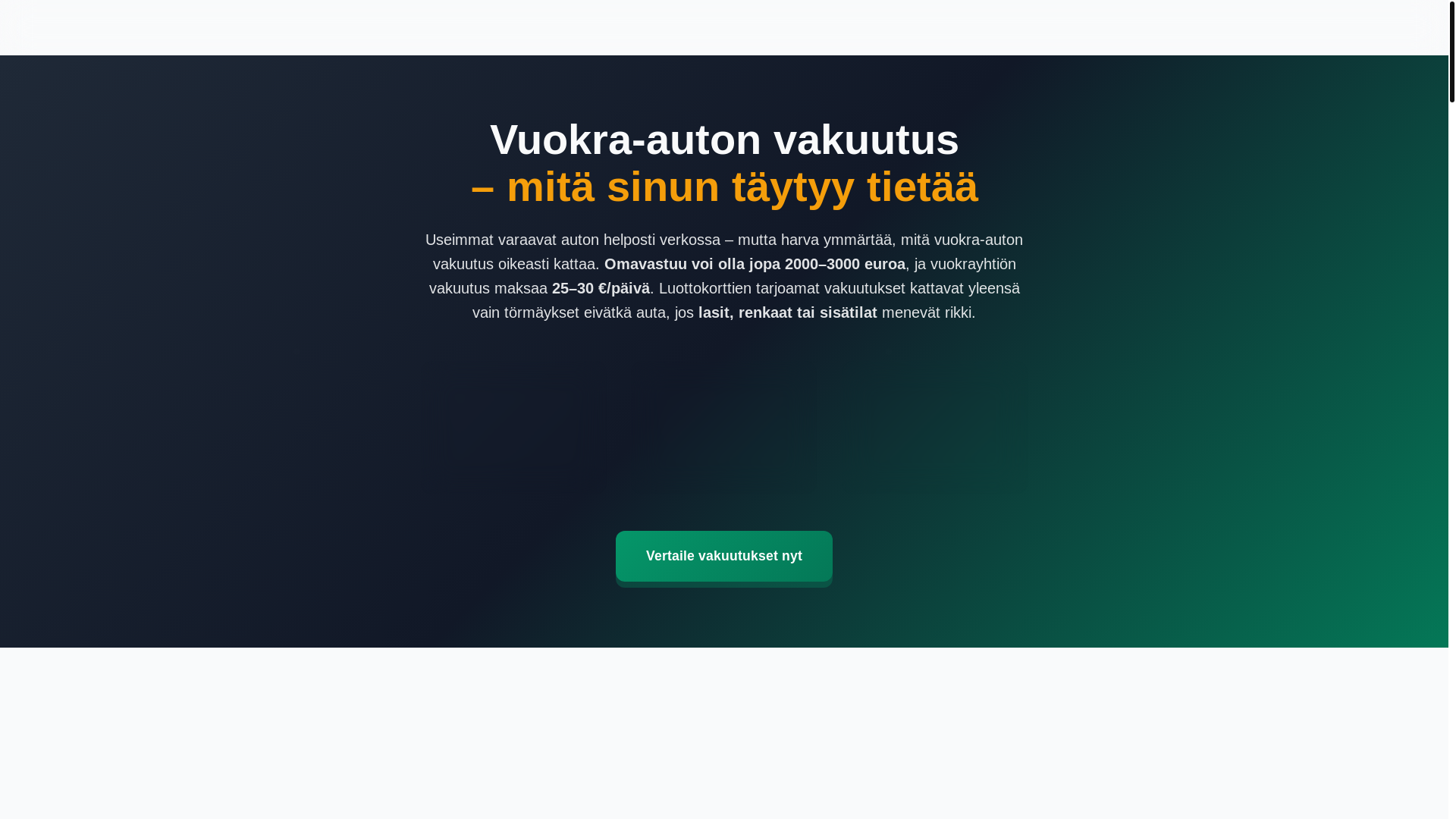 website screenshot of https://vuokraautovakuutus.fi/