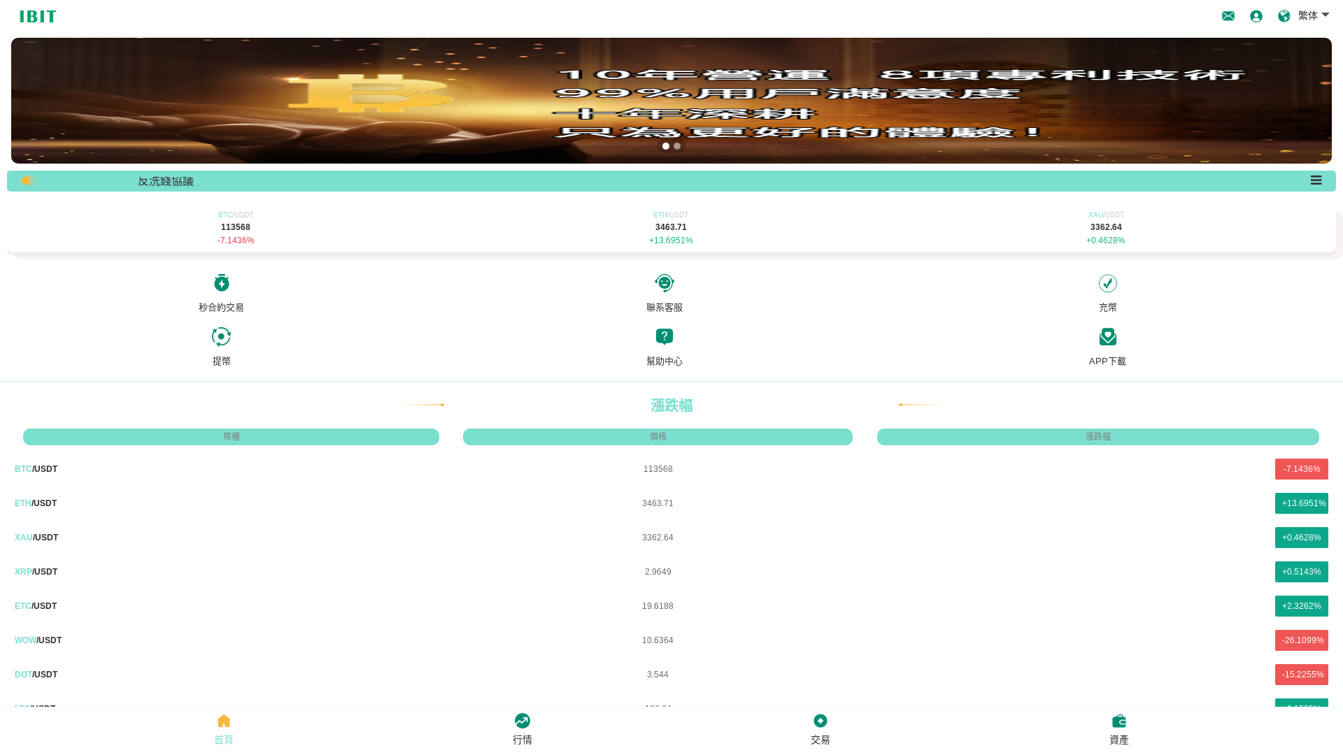 website screenshot of https://ibitex.cc/