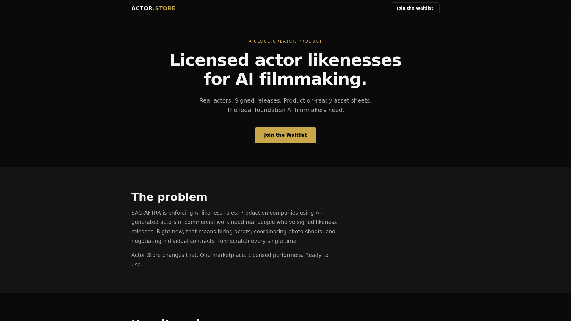 website screenshot of https://actorstore-landing.pages.dev/