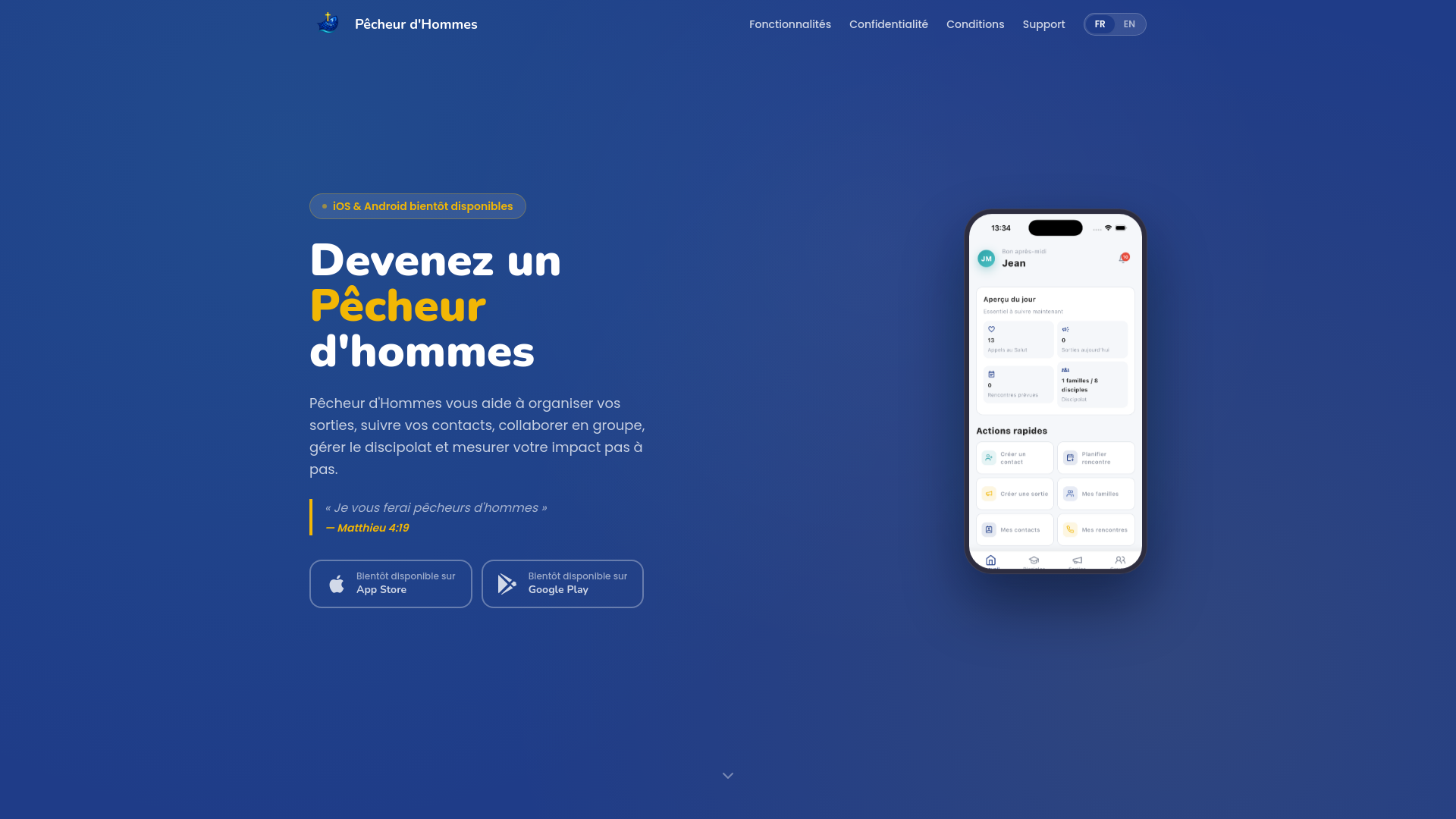 website screenshot of https://pecheurdhommes.com