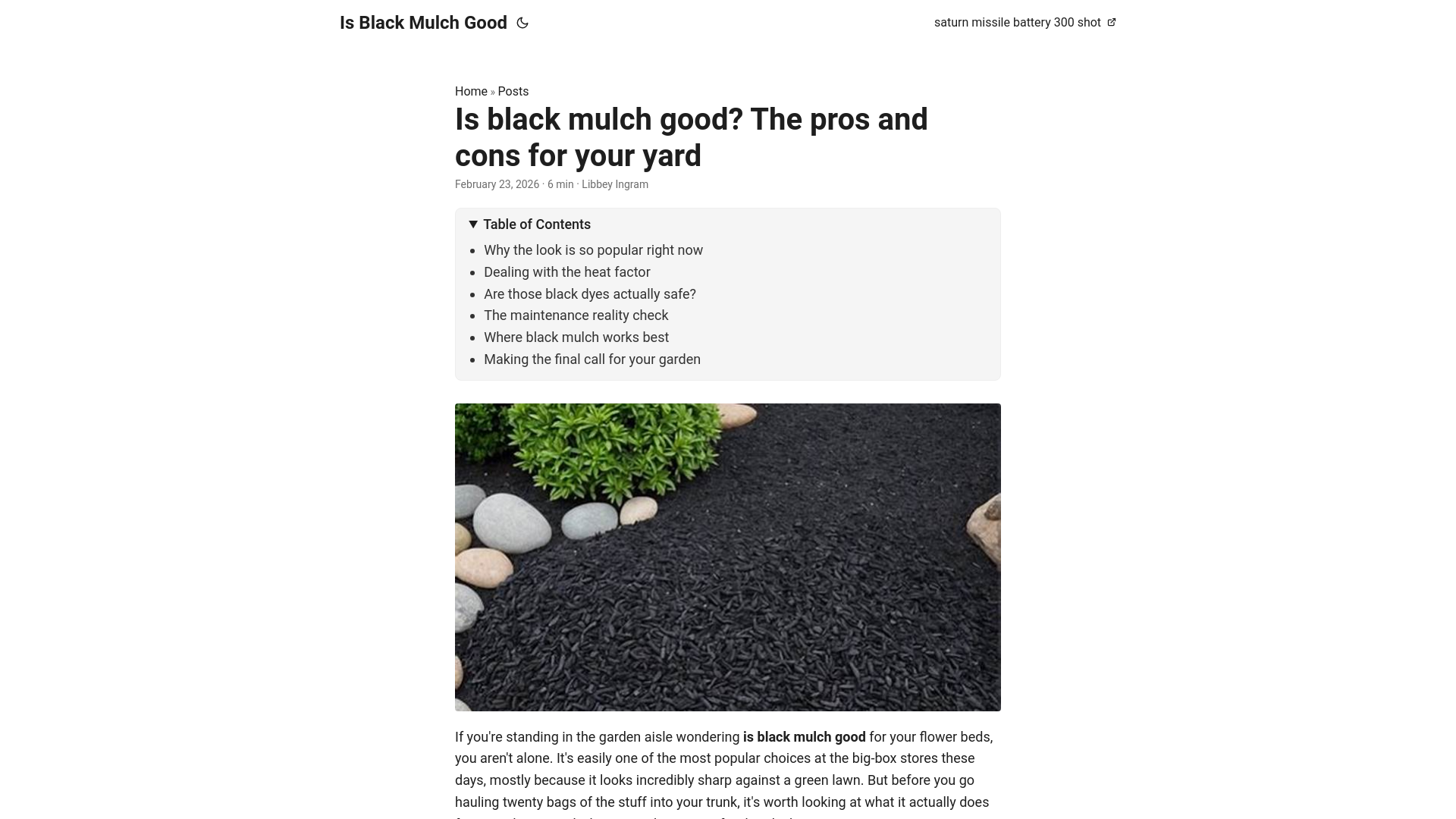 website screenshot of https://is-black-mulch-good.pages.dev/