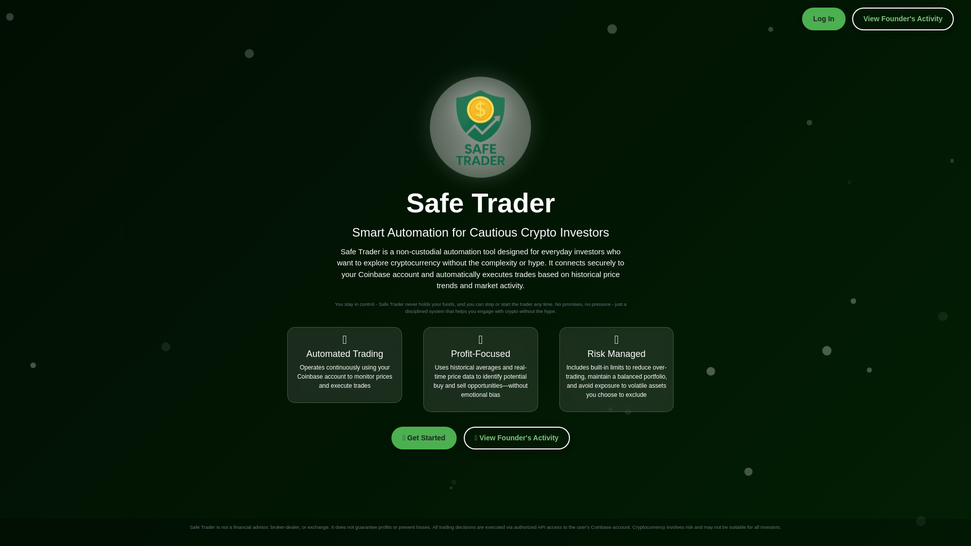 website screenshot of https://qa.mysafetrader.us/