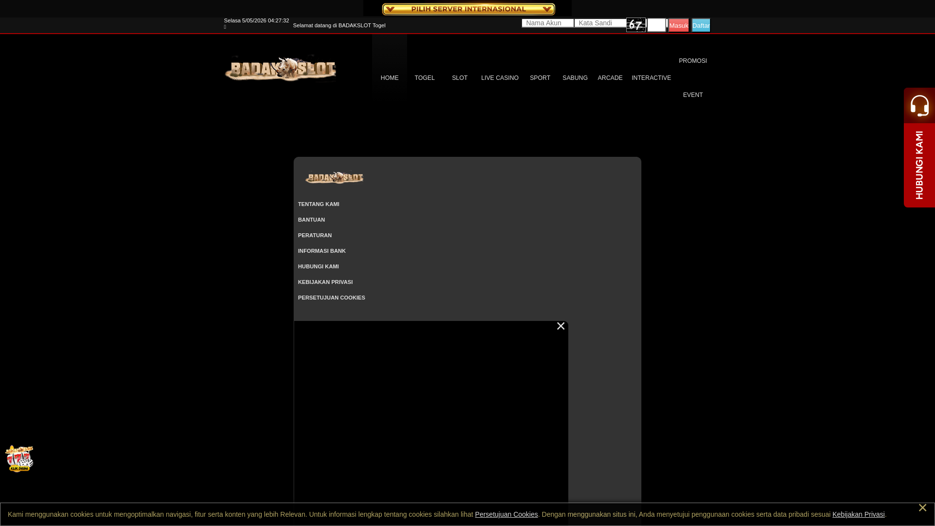 website screenshot of https://badakslotmasuk.site/