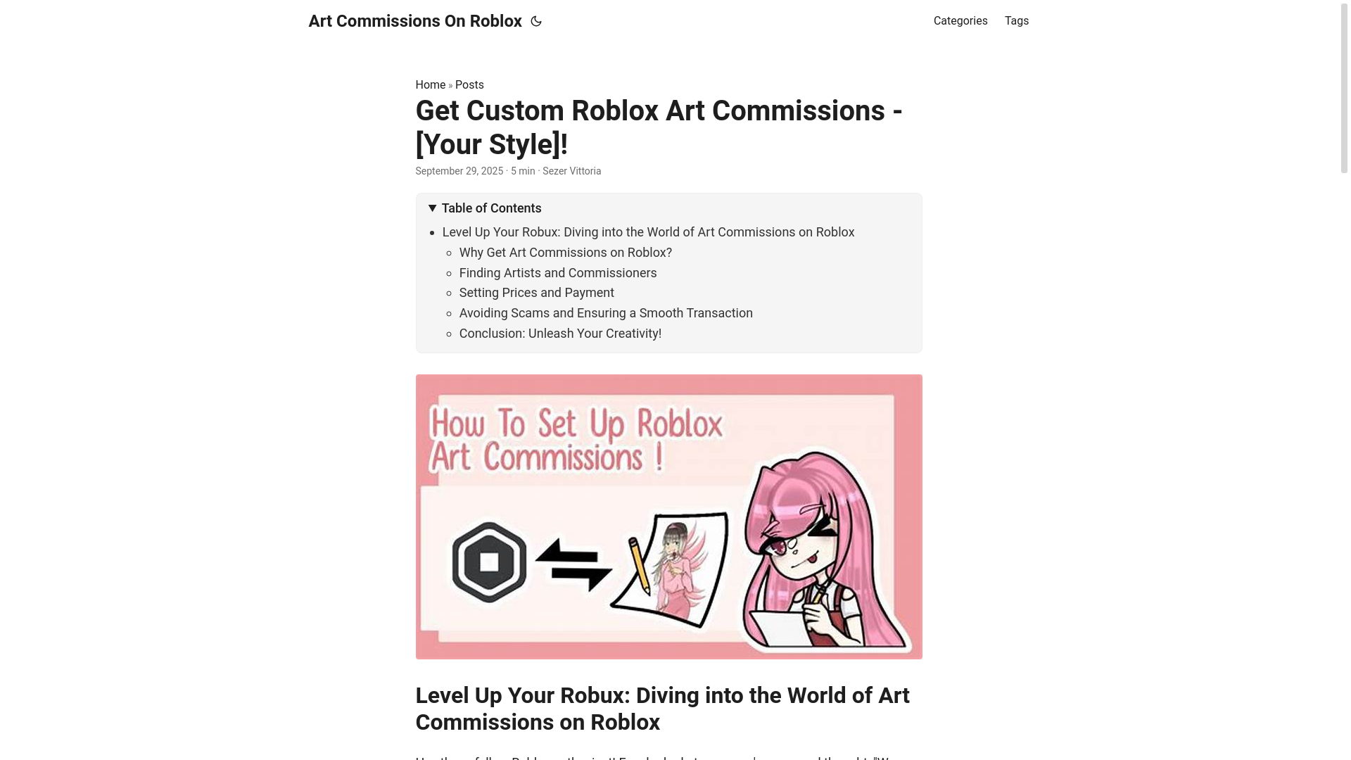 website screenshot of https://art-commissions-on-roblox.pages.dev/