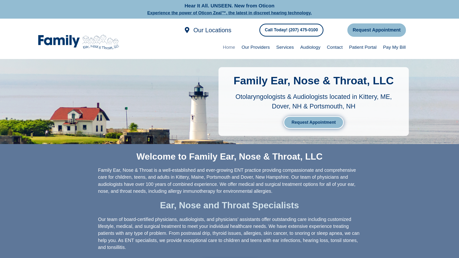 website screenshot of https://www.familyentllc.com/