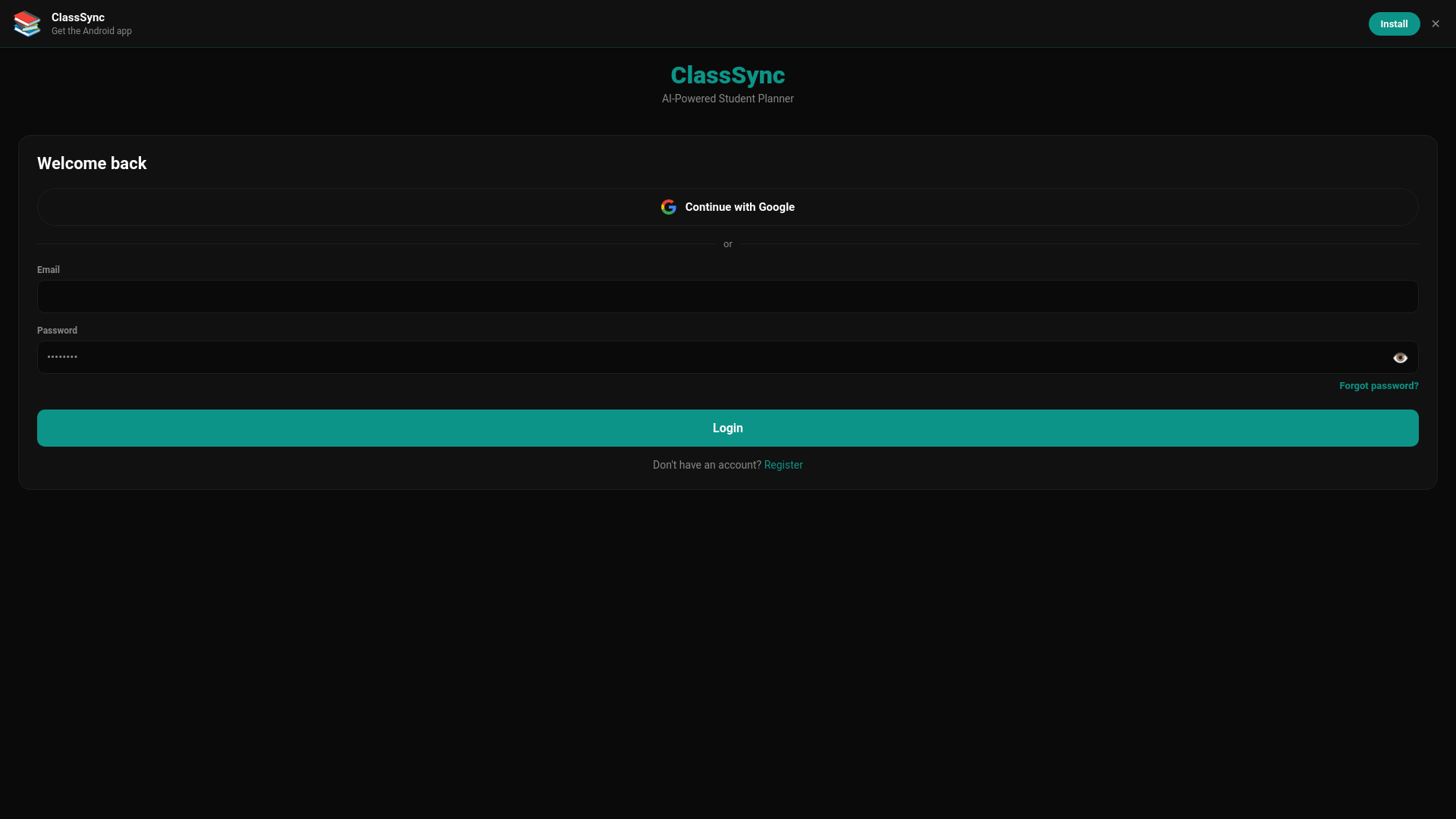 website screenshot of https://classsync.ink/