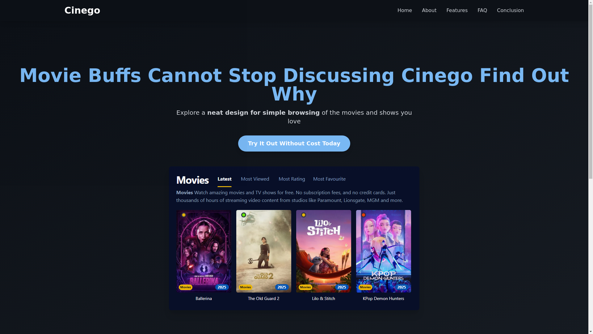 website screenshot of https://cinego-1eic.pages.dev/