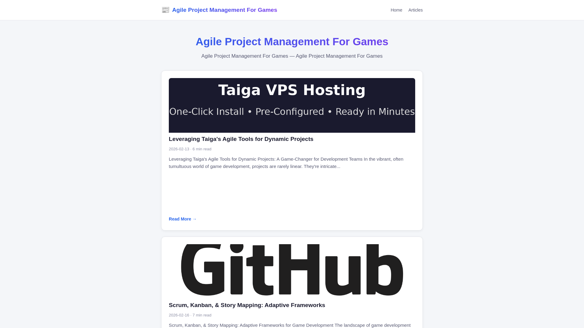 website screenshot of https://agile-project-management-for-games.pages.dev/