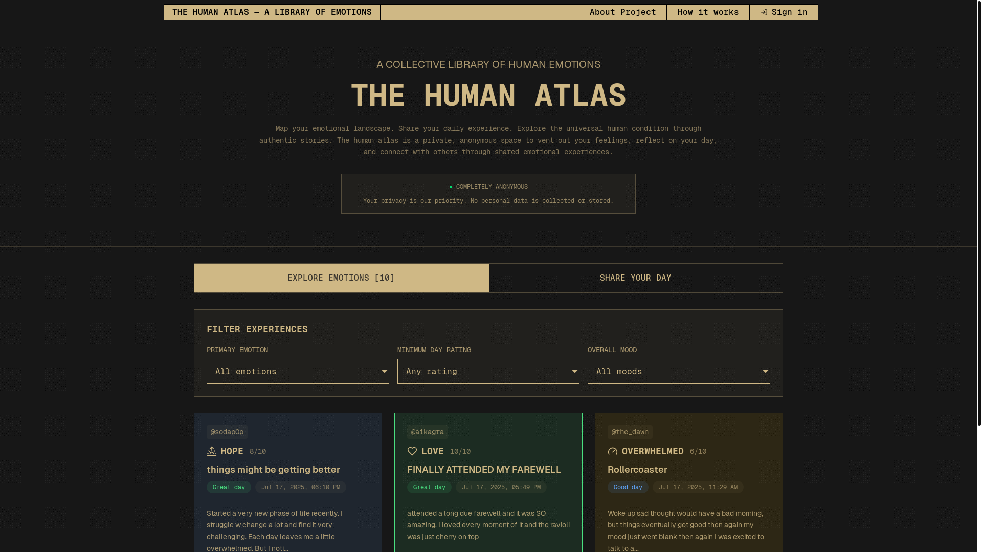 website screenshot of https://humanatlas.life/