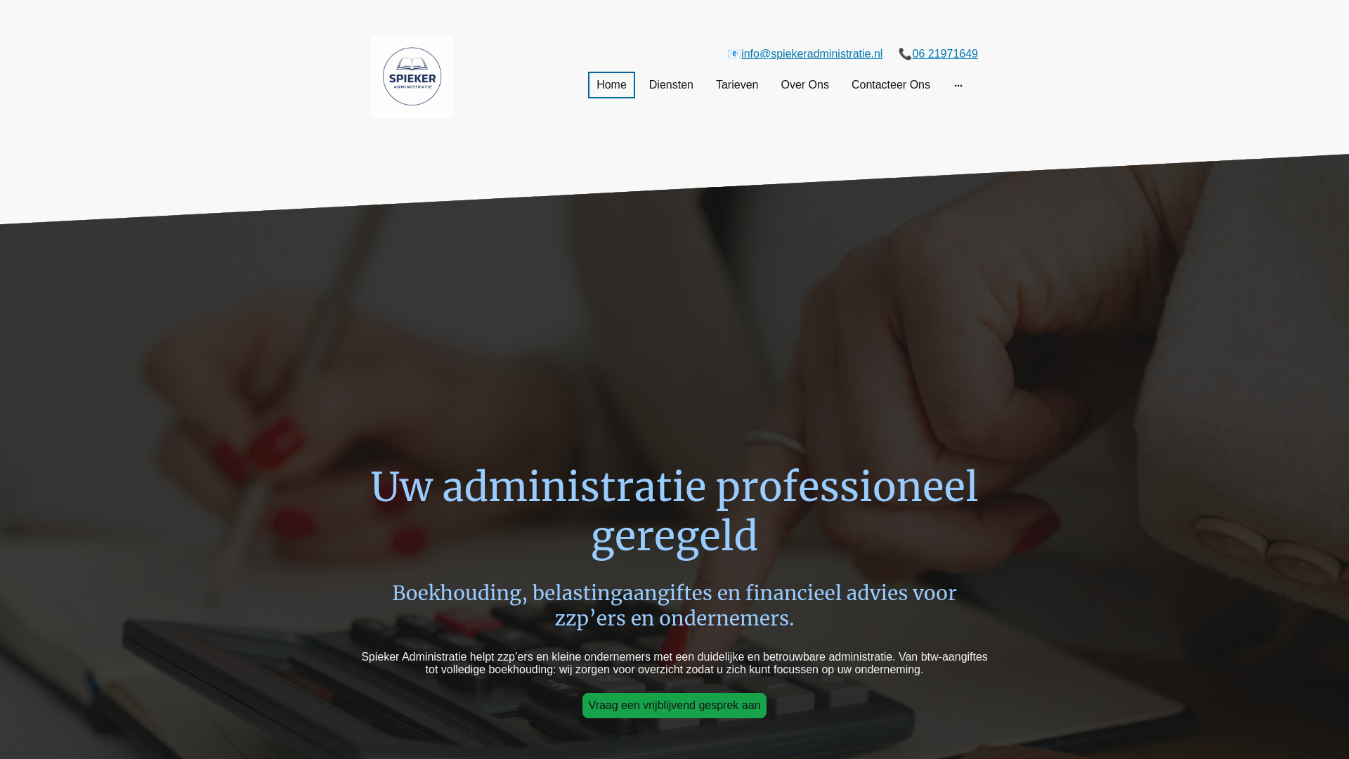 website screenshot of https://spiekeradministratie.nl/