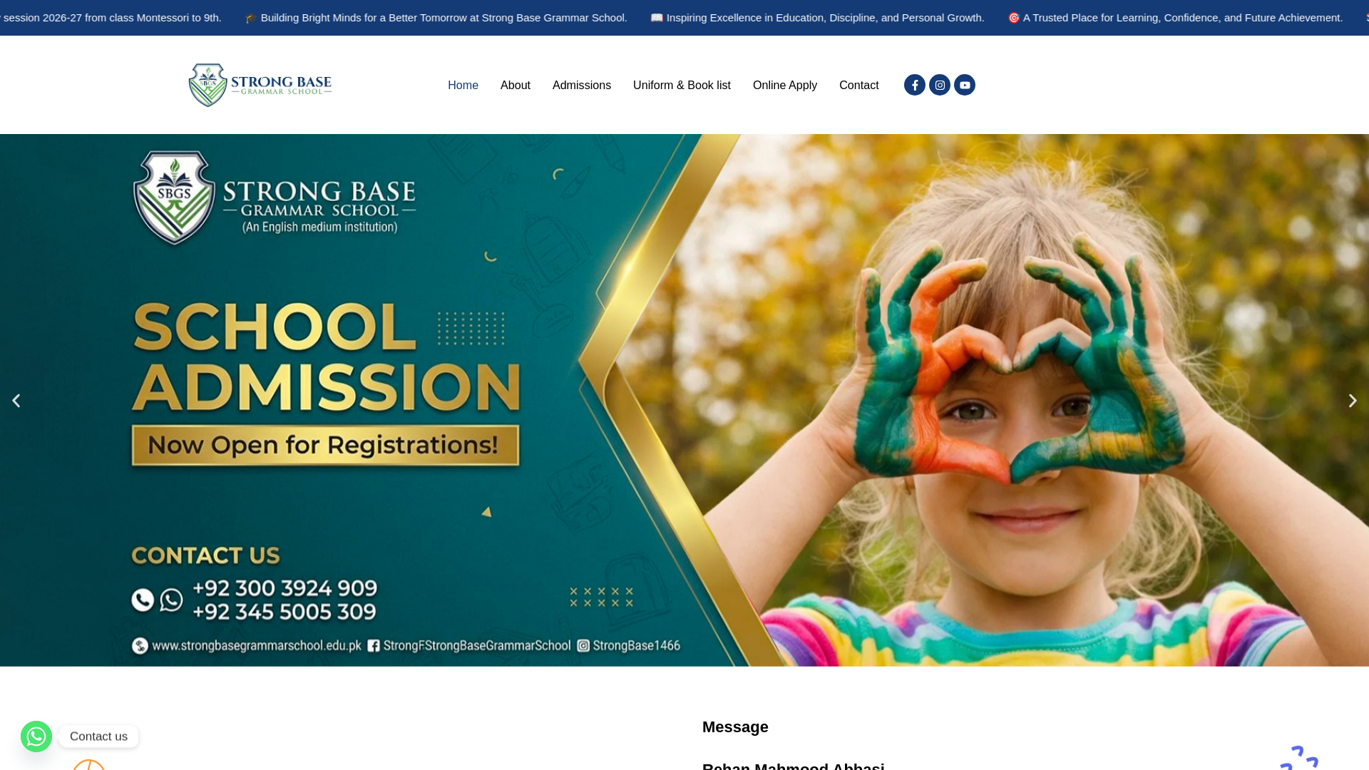 website screenshot of https://strongbasegrammerschool.com