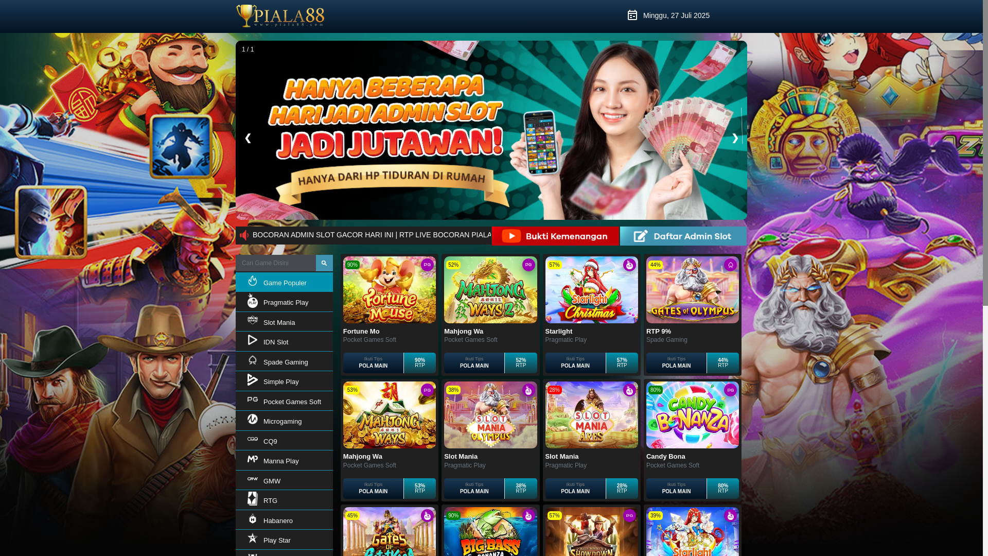website screenshot of https://mainrtppiala88.com/