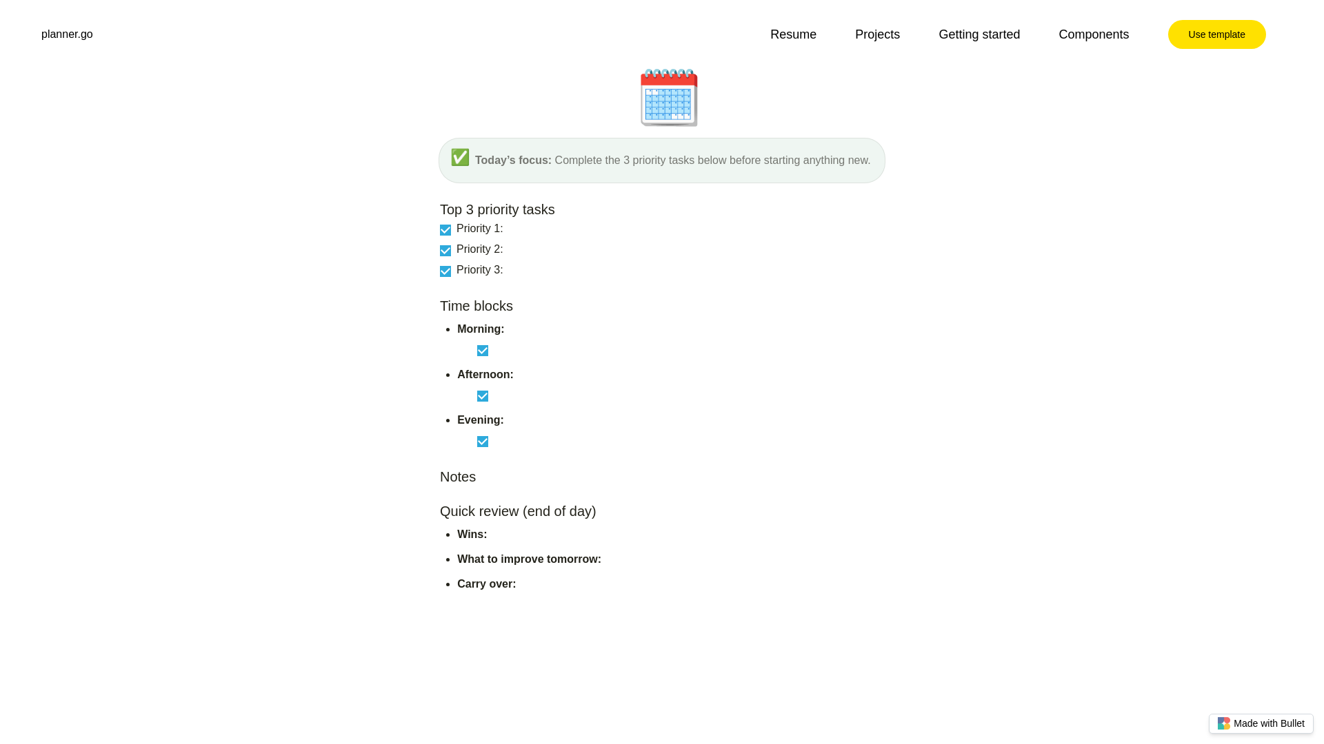 website screenshot of https://planner-go-bullet.pages.dev/