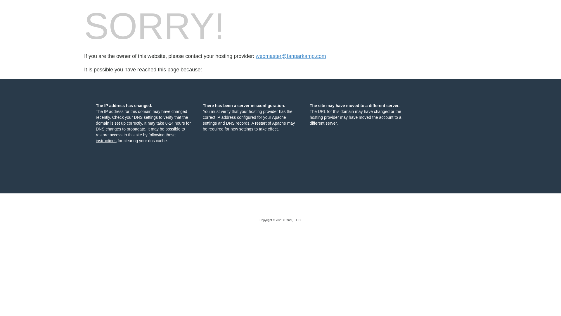 website screenshot of https://fanparkamp.com/