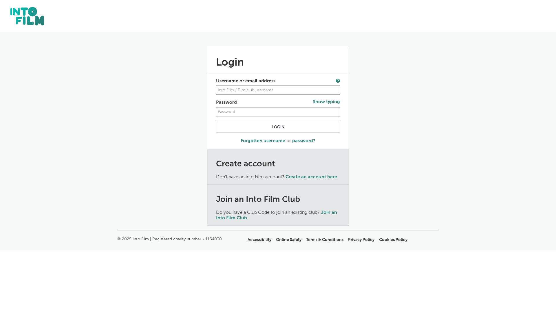 website screenshot of https://id.intofilm.org/login