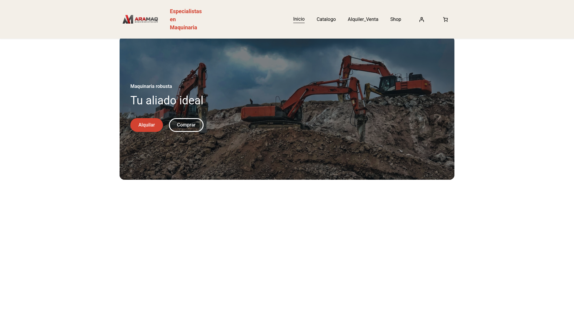 website screenshot of https://aramaqmaquinariapesada.com/