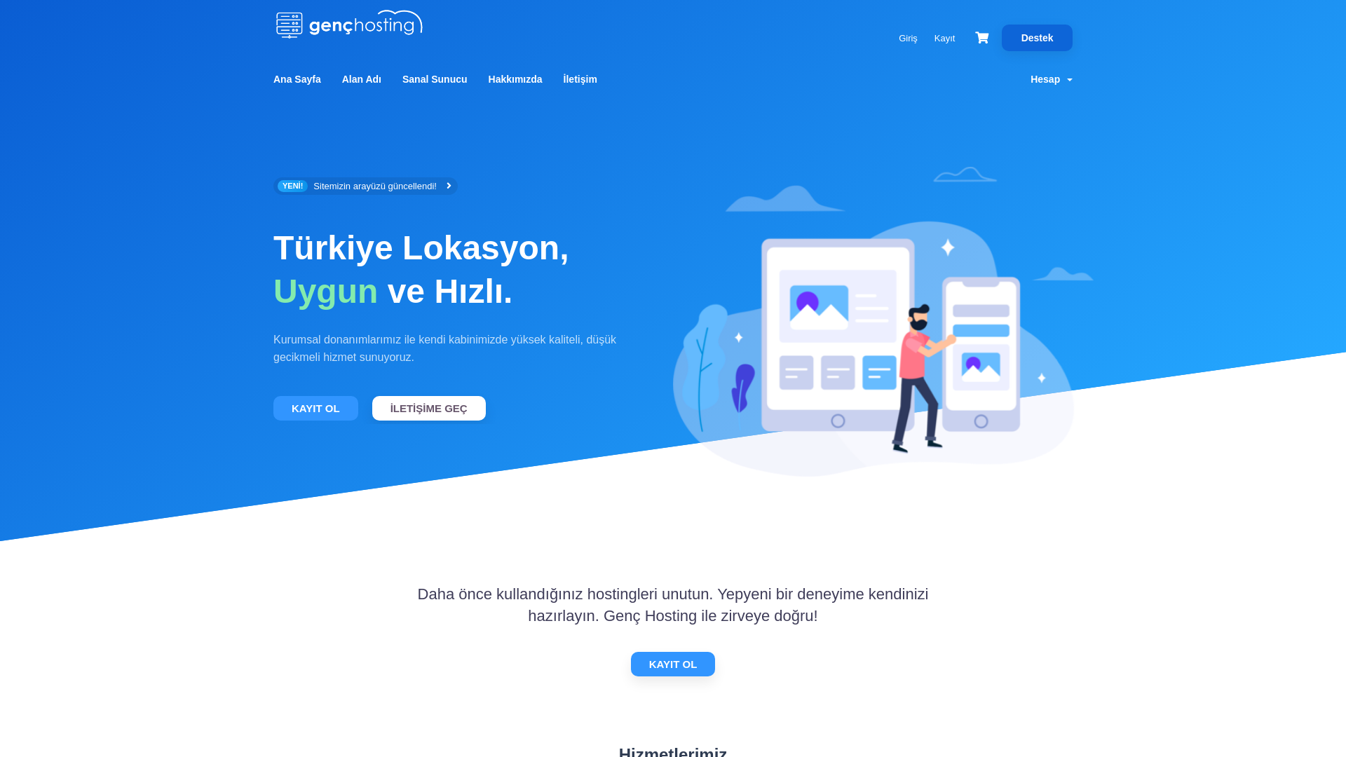 website screenshot of https://genchosting.com.tr