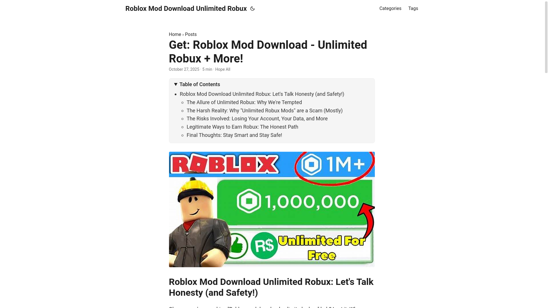 website screenshot of https://roblox-mod-download-unlimited-robux.pages.dev/