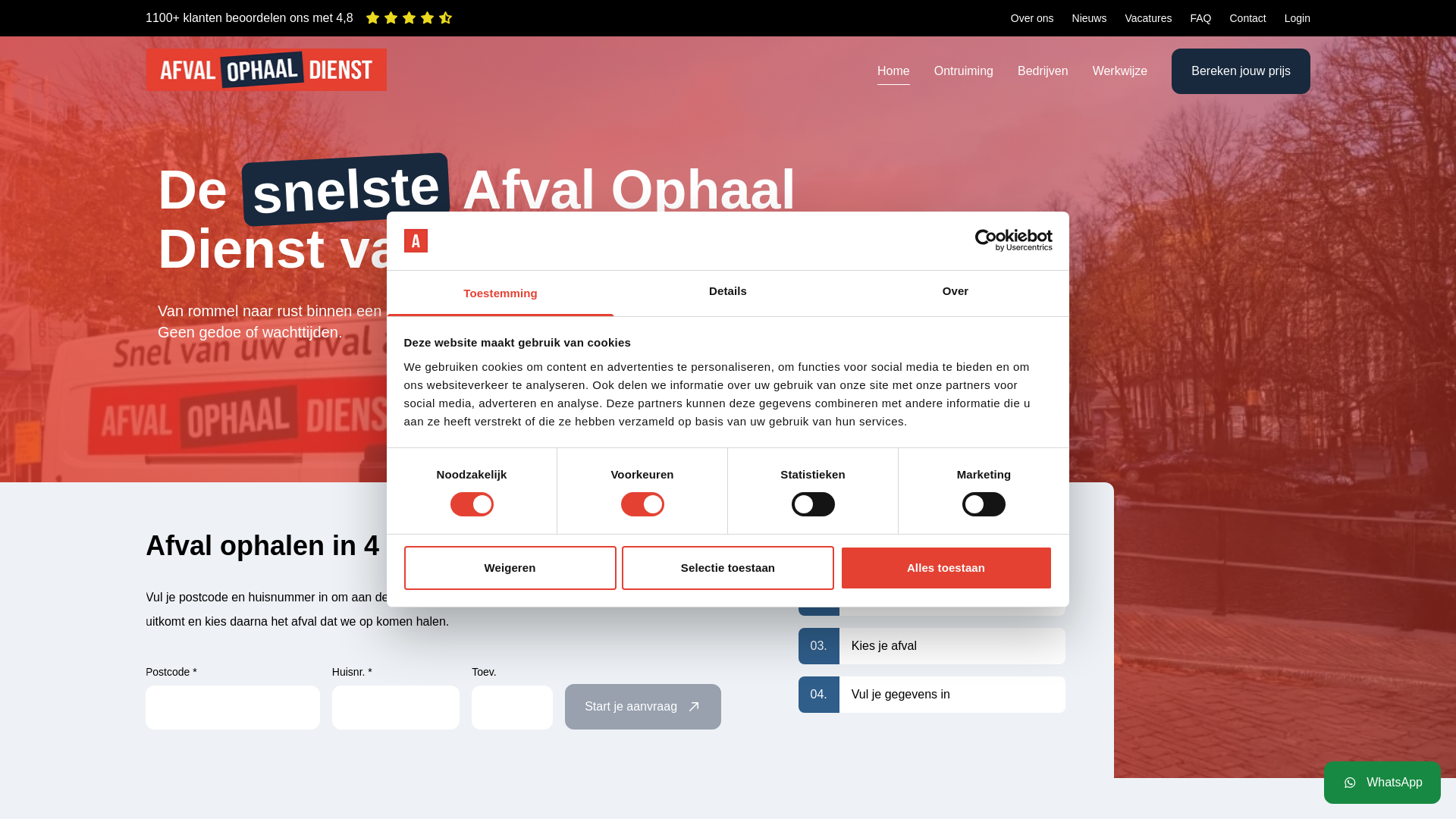 website screenshot of https://afvalophaaldienst-amsterdam.nl