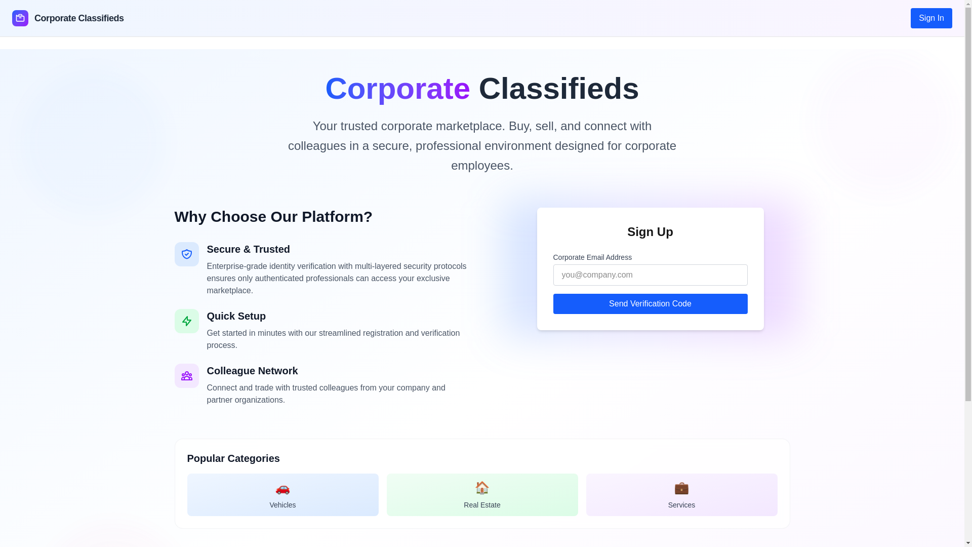 website screenshot of https://corporateclassifieds.in/