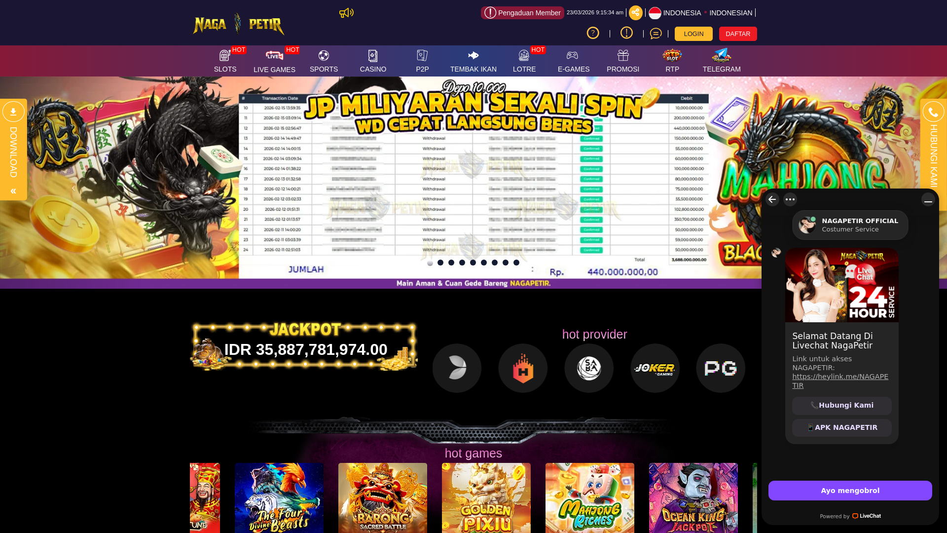 website screenshot of https://nagapetirhoki.com/