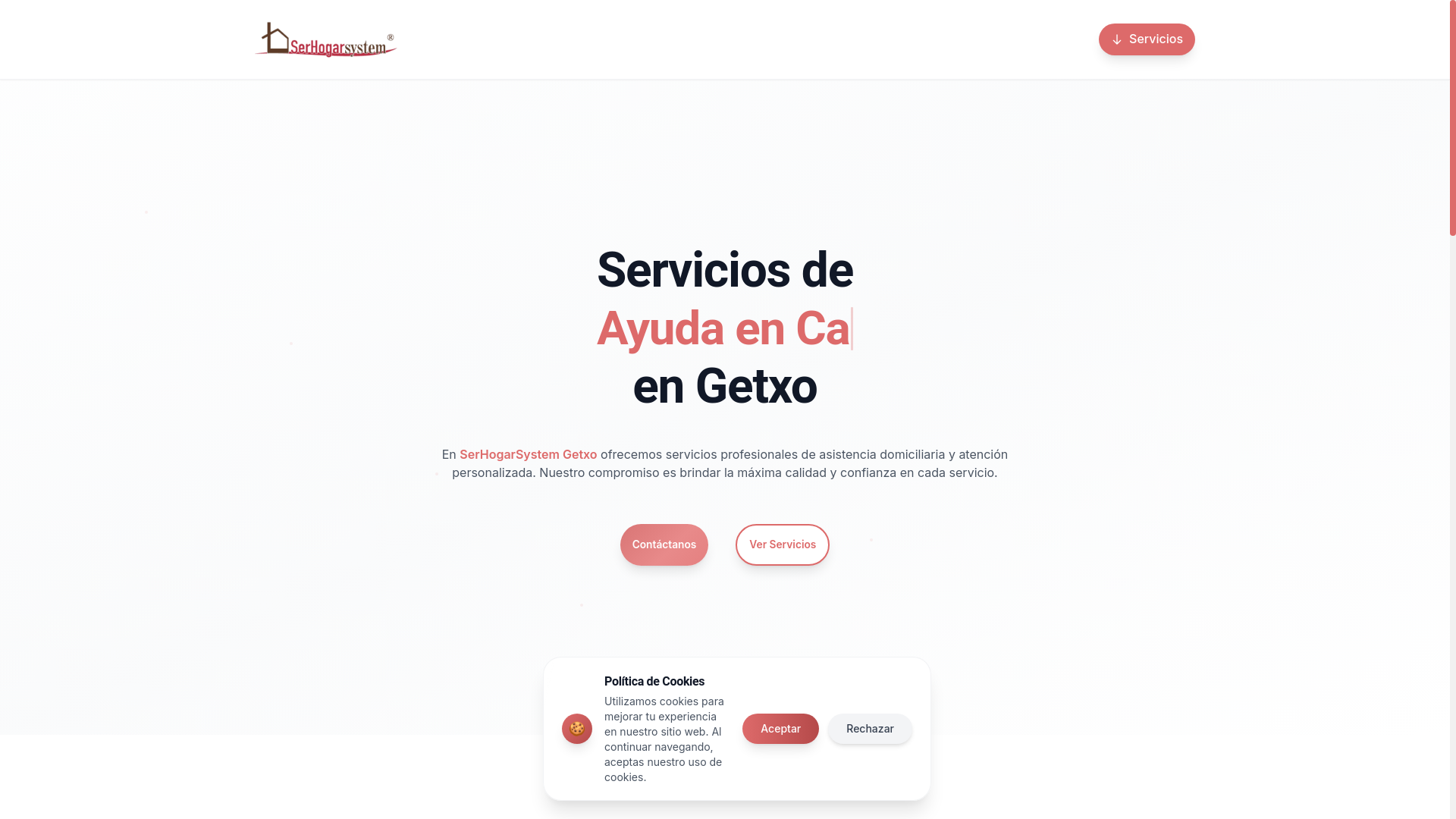 website screenshot of https://serhogarsystemgetxo.com/