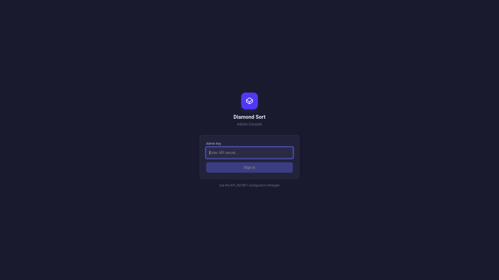website screenshot of https://diamond-sort-admin.pages.dev/