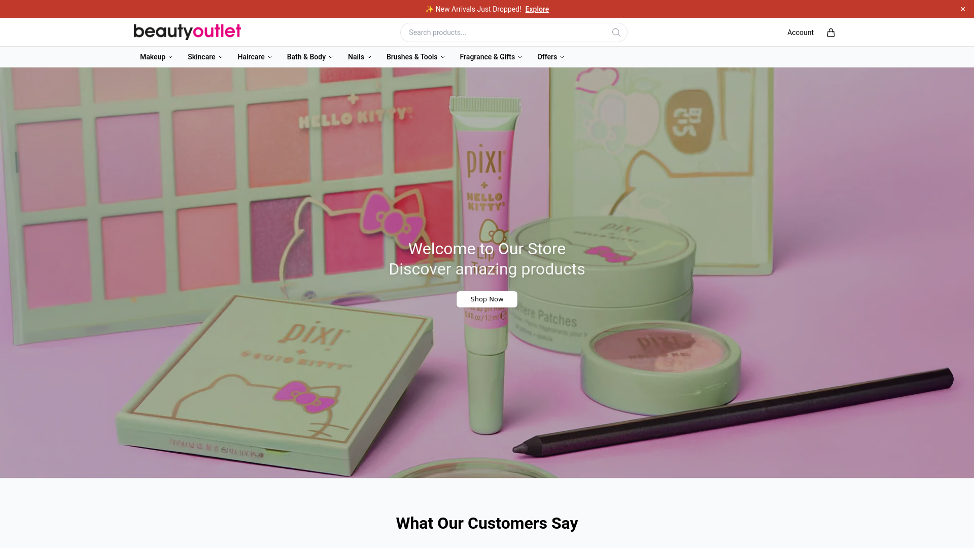 website screenshot of https://getbeautyoutlet.shop/