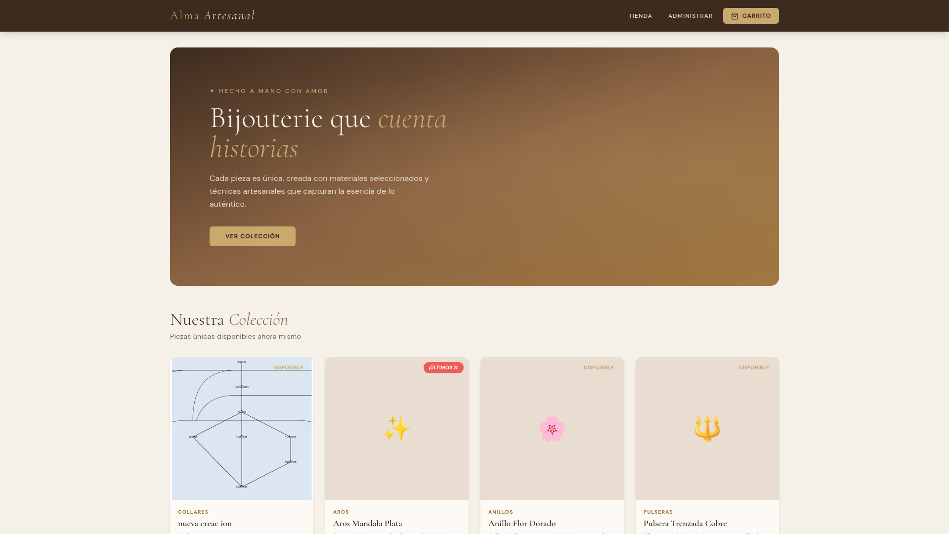 website screenshot of https://creacionesnala.com.ar