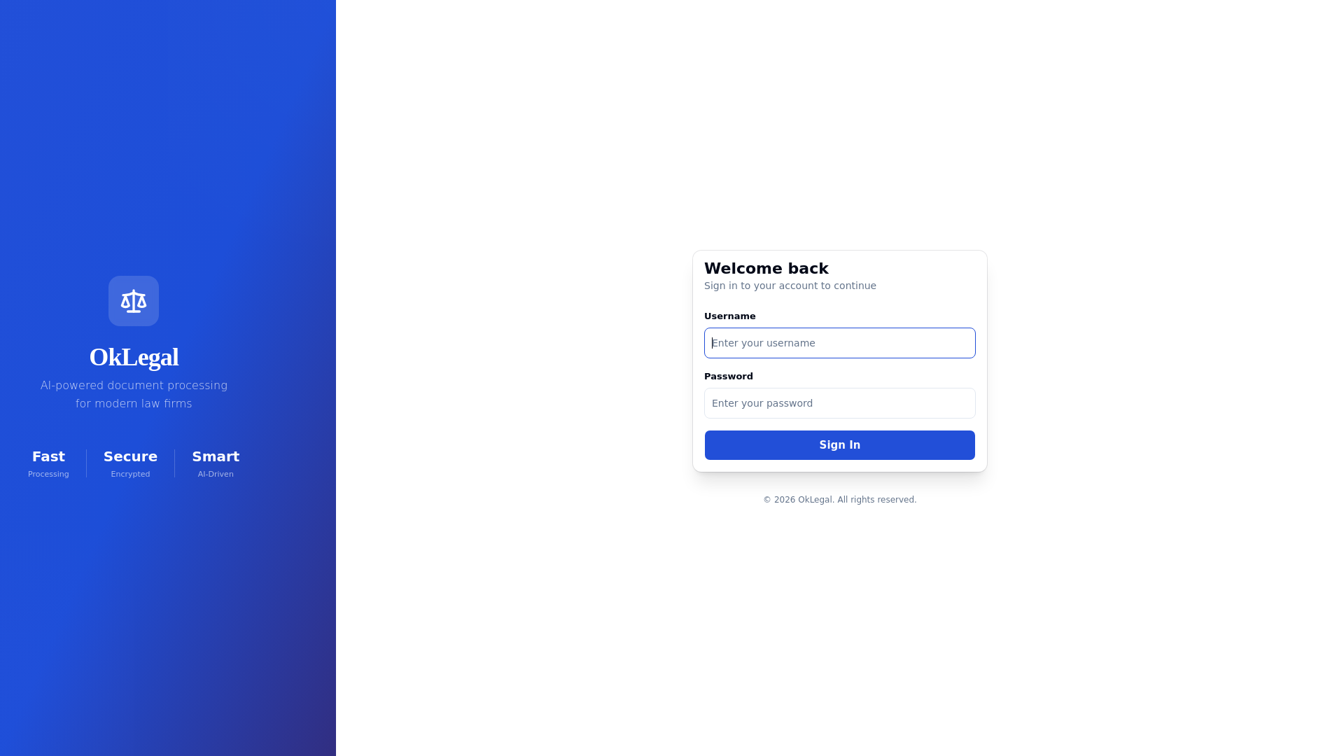 website screenshot of https://oklegal.dev/