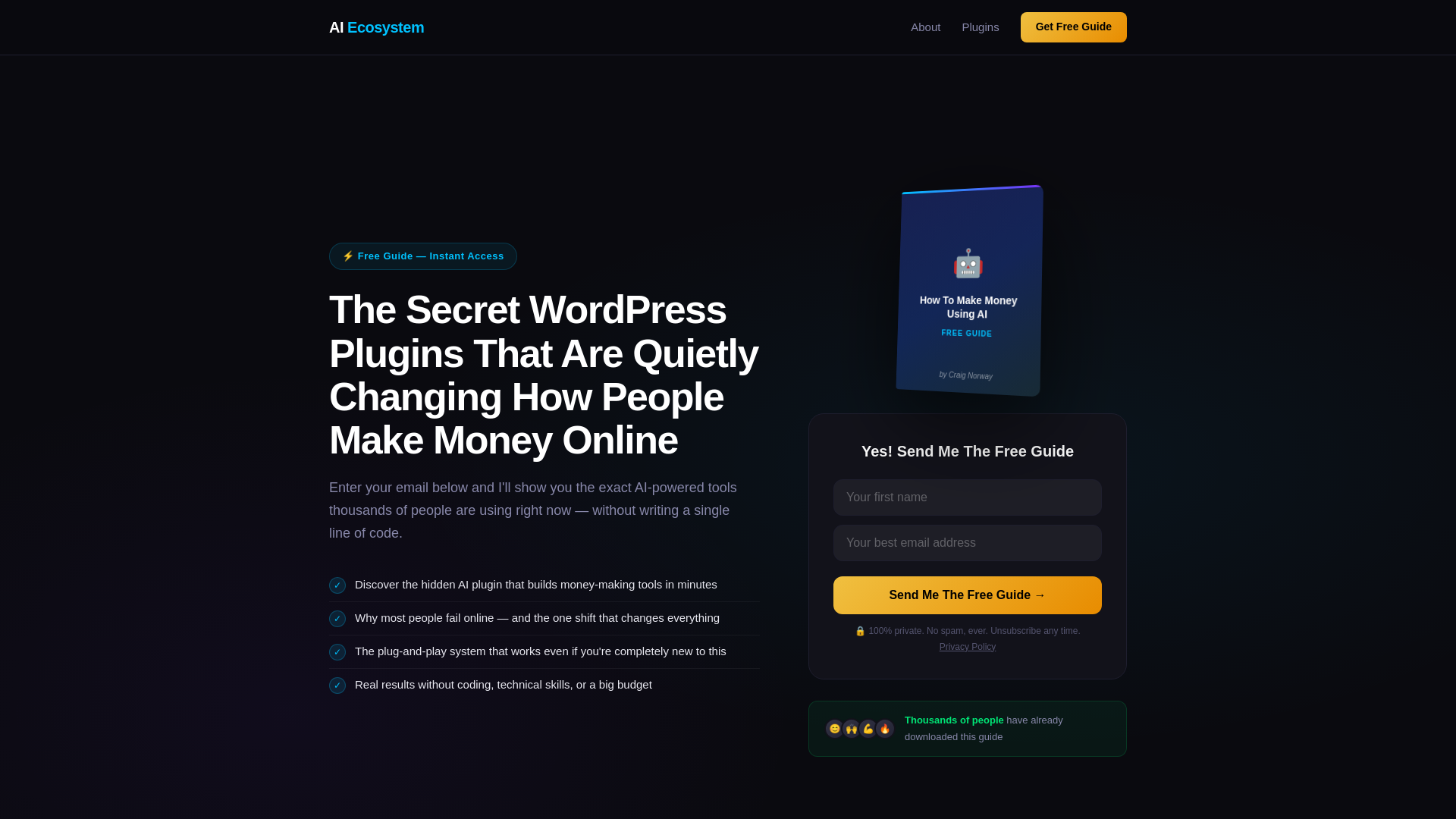website screenshot of https://aiecosystempluginbuilder.com