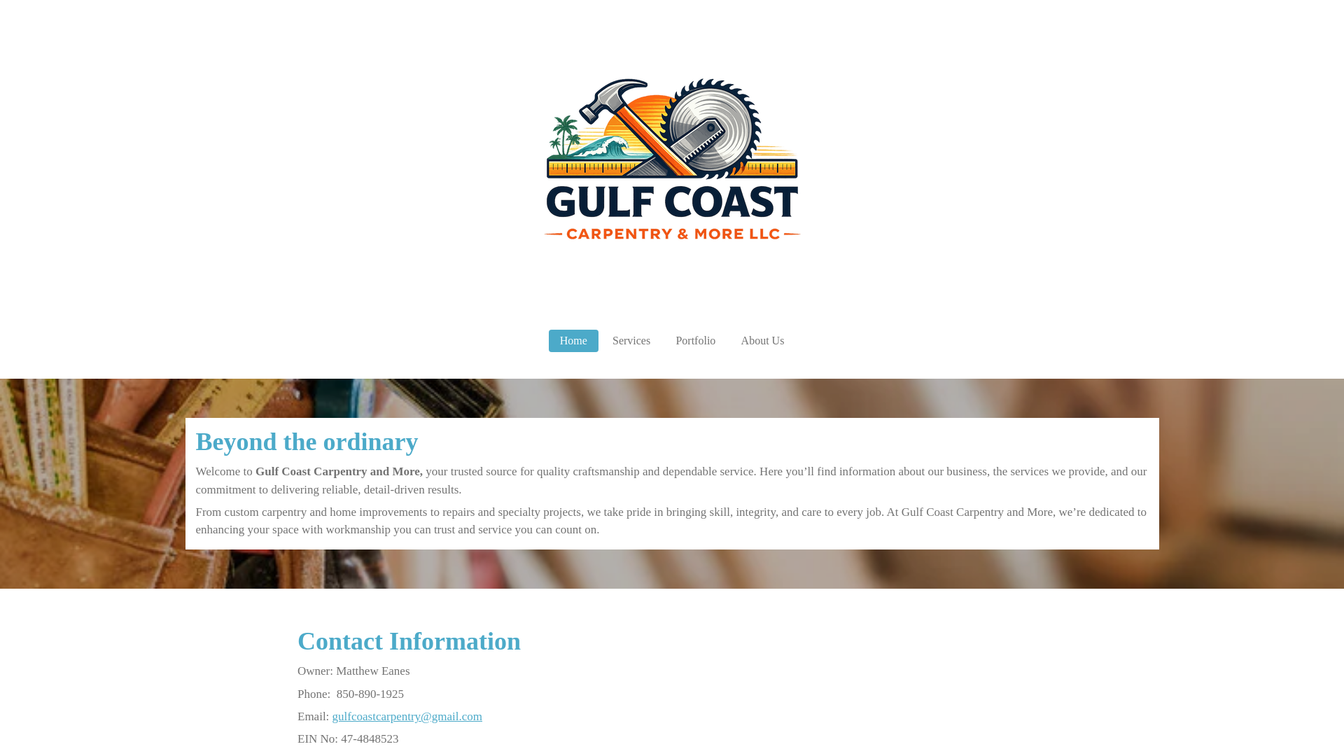 website screenshot of https://gulfcoastcarpentryandmore.com/