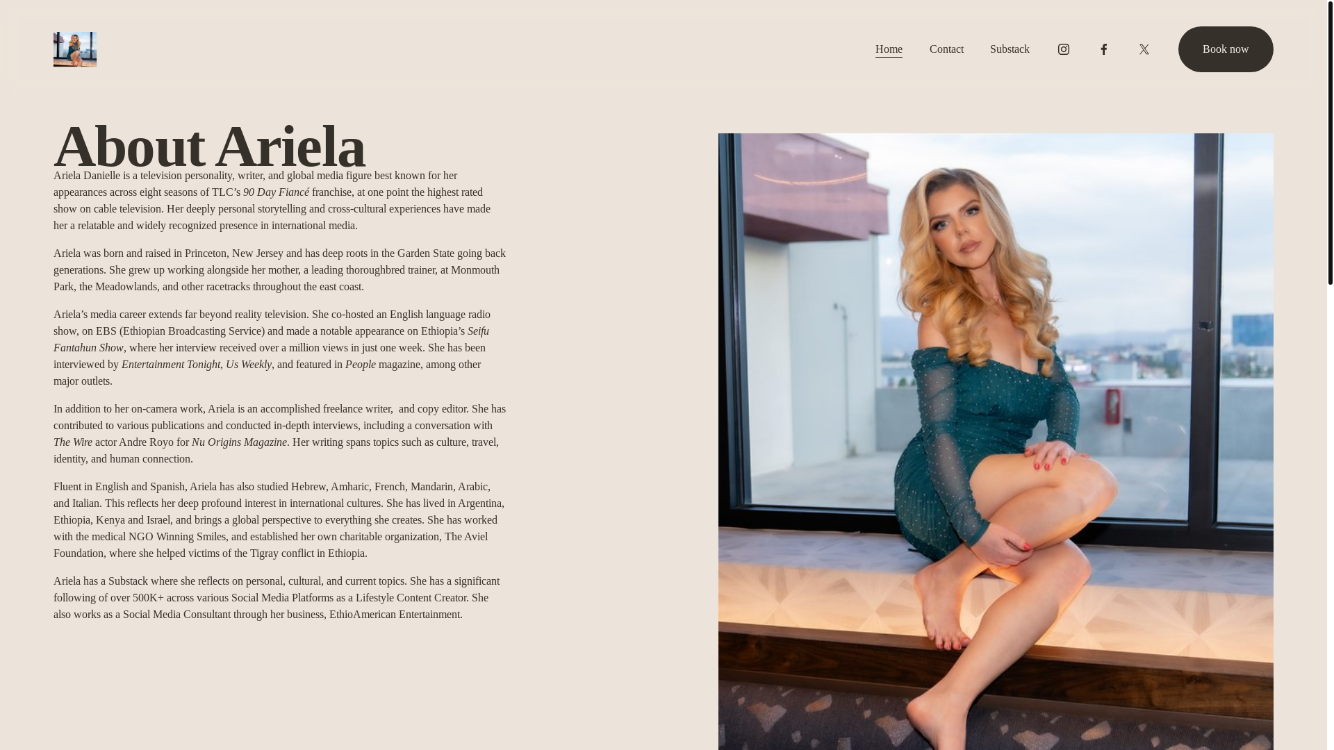 website screenshot of https://aridanielle.com/