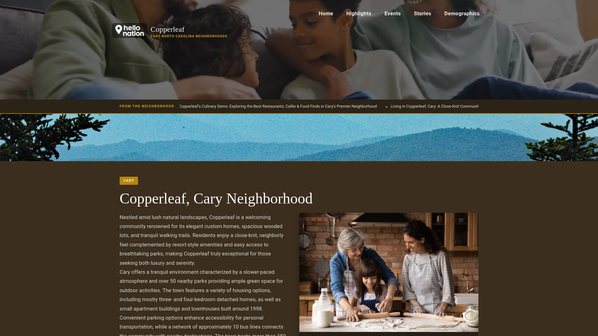 website screenshot of https://copperleafneighborhood.org/